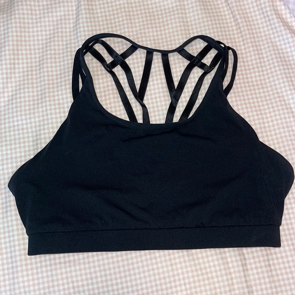 Black Fabletics sports bra